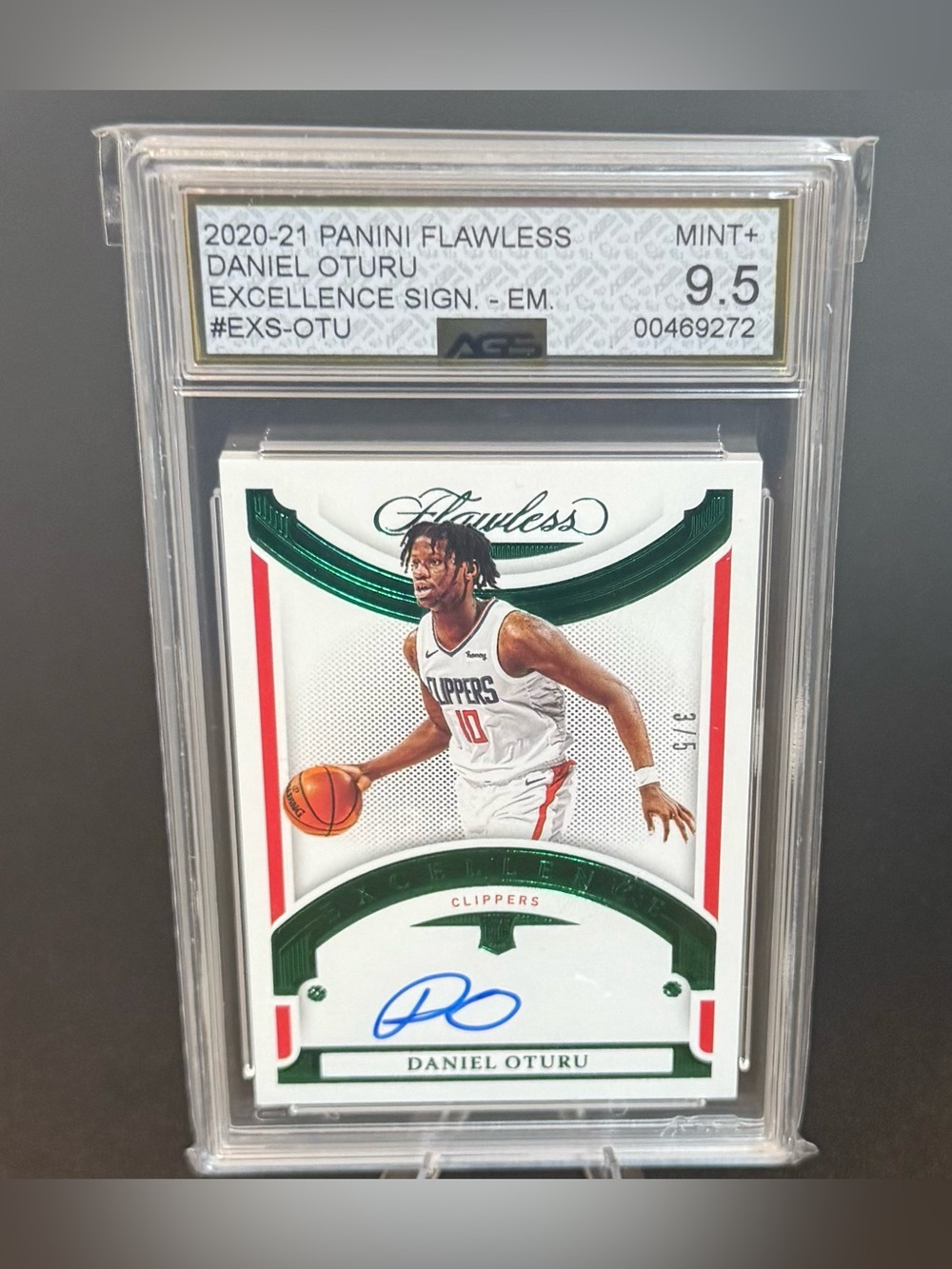 2020-21Panini Flawless Daniel Oturu Basketball AGS-9.5 Excellence sign . EM 375
